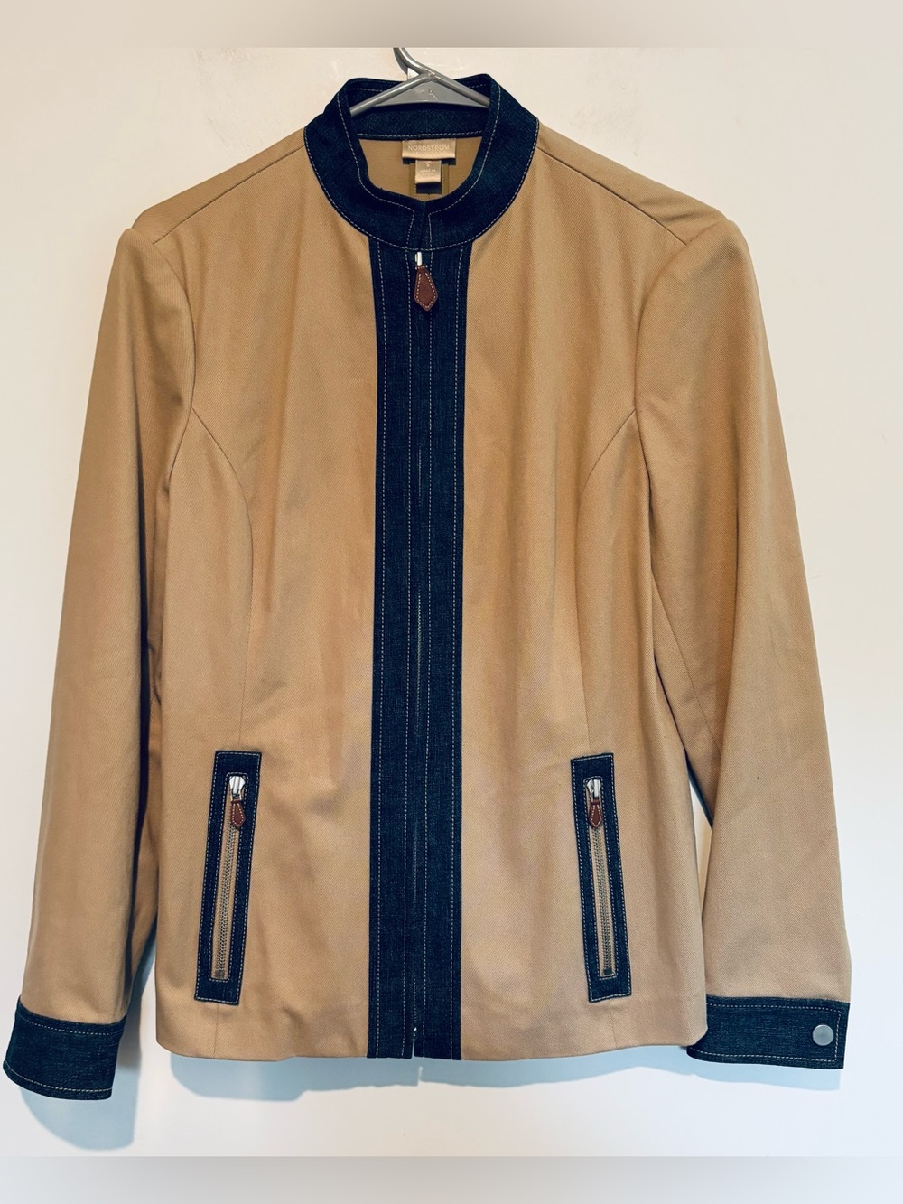 Nordstrom Khaki Jacket w/Denim Trim - NWOT